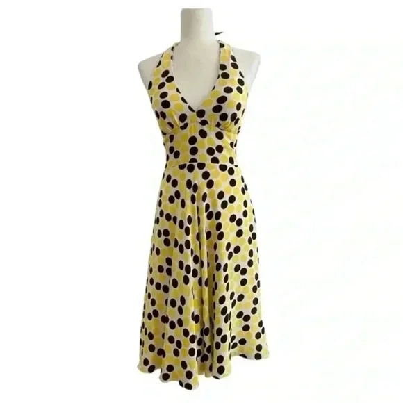 Sue Wong | Dresses | Sue Wong Yellow Polka Dot Vintage Halter Dress |  Poshmark